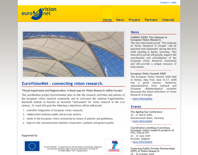 Screenshot of the website eurovisionnet.eu